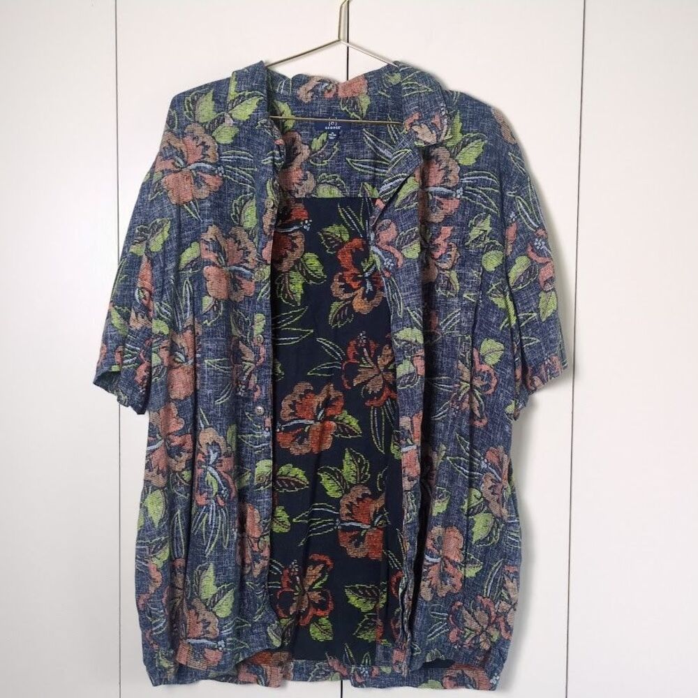 George Floral Button-up Short Sleeve Men's XL 46-48 Shirt